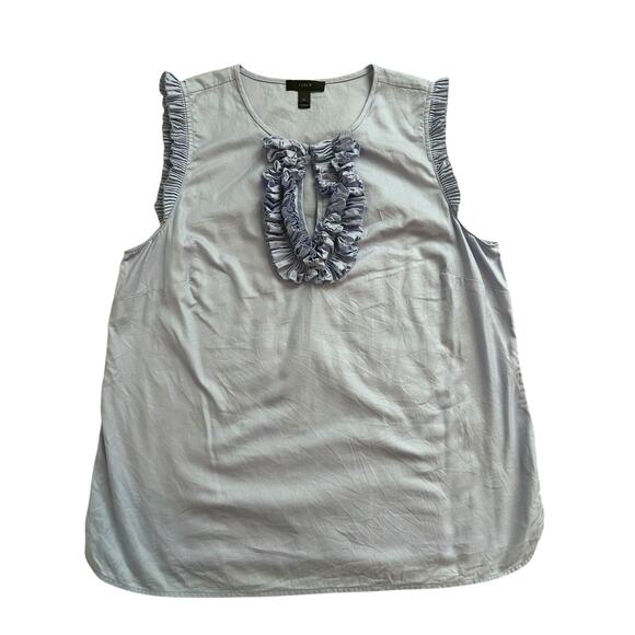 J. Crew periwinkle blue sleeveless ruffle front cotton top size 10 - Picture 11 of 11